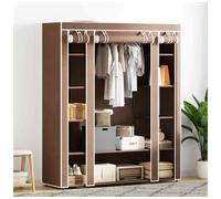 Portable Wardrobe 45x150x176 cm Brown Non-Woven Fabric Collapsible Closet w rods