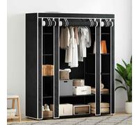 Portable Wardrobe Black 45x150x176cm Non-Woven Fabric Collapsible Rack with Rod