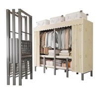 Portable Wardrobe Closet Rack Heavy-Duty Foldable Garment Rack With Cover Freestanding Covered Clothes Organizer System