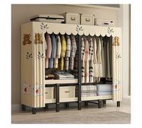 Portable Wardrobe Closet With Cover, Heavy Duty Clothes Rack With Cover, Freestanding Coat Storage Garment Racks, For Bedroom Hanging Clothes(G,190cm/74.8inch)