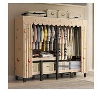 Portable Wardrobe Closet With Cover, Heavy Duty Clothes Rack With Cover, Freestanding Coat Storage Garment Racks, For Bedroom Hanging Clothes(F,145cm/57.1inch)