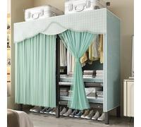 Portable Wardrobe Closet with Shelves and Hanging Rails, Foldable Steel Storage Organizer, Heavy Duty Freestanding for Bedroom and Living Room