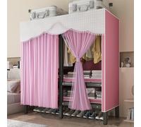 Portable Wardrobe Closet with Shelves and Hanging Rails, Foldable Steel Storage Organizer, Heavy Duty Freestanding for Bedroom and Living Room