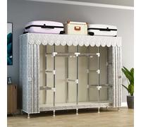 Portable Wardrobe Fabric Storage with Hanging Rail - Durable Wardrobe Solution for Bedroom, Large Storage Space, Easy Assembly