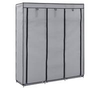 Portable Wardrobe Grey 150x45x175cm Non-Woven Fabric Collapsible Closet with Rod