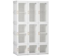 Portable Wardrobe White 104x50x170cm PP ABS Magnet 8-Compartment Clear Door Top