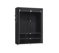 Portable Wardrobe with 2 Hanging Rails, Black / 127W cm