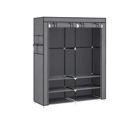 Portable Wardrobe with 2 Hanging Rails, Grey / 127W cm