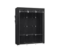 Portable Wardrobe with 3 Hanging Rails, Black / 130W cm