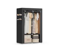 Portable Wardrobe with 3 Hanging Rails, Ink Black / 86W cm