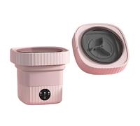 Portable Washer,6L Foldable Laundry Tub, Spin Dryer for Clothes, Power Washer With Drain Basket,Suitable for Home Travel Dormitory, Collapsible Small Washing Machine, Socks & Underwear (Pink)
