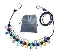 portable washing line, Travel portable washing line, Indoor clothesline with 12 coloured clothes pegs, Outdoor Camping Accessories