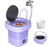 Portable Washing Machine, 11L Capacity Mini Foldable Washer with Drain Basket, 2-in-1 Laundry Machine for B-aby Clothes, Underwear, Apartment, Camping, RV, Travel, Purple (Extra Large 11L)