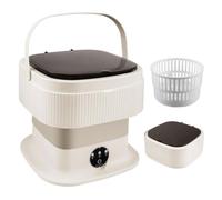 Portable Washing Machine,11L Foldable Mini Travel Washing Machine, Integrated Washing & Dehydration, 45db Low Noise, with 1 Spin Basket, 3 Clothes Hangers, for Lingeries, Briefs, Baby Clothes (BG)