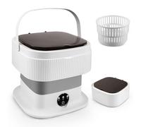 Portable Washing Machine,11L Mini Travel Washing Machine, Integrated Washing & Dehydration, 45db Low Noise, with 1 Spin Basket, 3 Clothes Hangers, Ideal for Lingeries, Briefs, Baby Clothes (Grey)