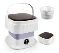 Portable Washing Machine,11L Mini Travel Washing Machine, Integrated Washing & Dehydration, 45db Low Noise, with 1 Spin Basket, 3 Clothes Hangers, Ideal for Lingeries, Briefs, Baby Clothes (Purple)
