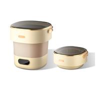 Portable Washing Machine, 13L 2.5kg 2 in1 Mini Washing Machine with Deep Cleaning of Underwear, Baby Clothes, Socks, Towel, Lavadora Portatil Suitable for Apartments, Dorm, Camping, RV, Beige White