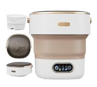 Portable Washing Machine, 13L Foldable Mini Washer with 3 Cleaning Modes for Baby Clothes, Delicates, Socks, Ideal for Travel, Dorm, Apartment, Camping(Khaki)