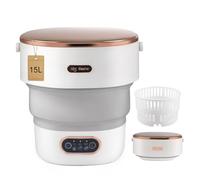 Portable Washing Machine,15L Small Travel Washing Machine With Spin Dryer Function Underwear 45db Ultra Quiet for Baby Clothes 45 dB Low Noise with Three Hangers Travel/Camping Essential-Grey