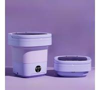 Portable Washing Machine, 16.5L Foldable Mini Washer with Drain Basket, Powerful Cleaning, for Underwear, Socks,Baby Clothes,Travel Camping Dorms RV Apartments(Purple)