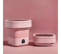 Portable Washing Machine, 16.5L Foldable Mini Washer with Drain Basket, Powerful Cleaning, for Underwear, Socks,Baby Clothes,Travel Camping Dorms RV Apartments(Pink)