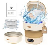 Portable Washing Machine, 16L 2.3kg Mini Washing Machine Portable Washewith 3 Modes Deep Cleaning of Underwear, Socks, Towel, Lavadora Portatil Suitable for Apartments, Dorm, Camping, Khaki