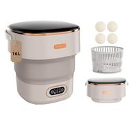 Portable Washing Machine，16L Foldable Mini Washer Machine with Spin Basket Laundry，Collapsible Small Underwear Washer Machine with 3 Cleaning Modes for Apartment Home Hotel Camping (Khaki)