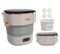 Portable Washing Machine，16L Foldable Mini Washer Machine with Spin Basket Laundry，Collapsible Small Underwear Washer Machine with 3 Cleaning Modes for Apartment Home Hotel Camping (Gray)
