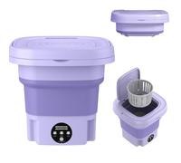 Portable Washing Machine,8L Collapsible Mini Washer,3 Cleaning Modes,Spin Basket,for Apartment Travel Camping Dorm,Universal Machine Cover, Non-Slip Rubber Protective Cover (Purple)