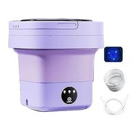 Portable Washing Machine, Foldable Mini Washing Machine, Touch Buttons, with Drainer Basket, Baby Washing Machine, for Camping, Rv, Travel, Small Spaces (Color : Purple, Size : 8L)