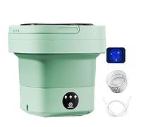 Portable Washing Machine, Foldable Mini Washing Machine, Touch Buttons, with Drainer Basket, Baby Washing Machine, for Camping, Rv, Travel, Small Spaces (Color : Green, Size : 8L)