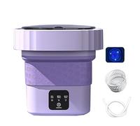 Portable Washing Machine, Foldable Mini Washing Machine, Touch Buttons, with Drainer Basket, Baby Washing Machine, for Camping, Rv, Travel, Small Spaces (Color : Purple, Size : 6.5L)