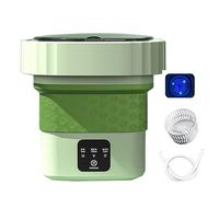 Portable Washing Machine, Foldable Mini Washing Machine, Touch Buttons, with Drainer Basket, Baby Washing Machine, for Camping, Rv, Travel, Small Spaces (Color : Green, Size : 6.5L)
