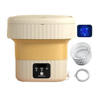 Portable Washing Machine, High Capacity Mini Washing Machine Foldable, with Dehydration Function, for Socks, Baby Clothes, Towels, Delicate Items (Color : Yellow, Size : Blu-ray+drain+drain)