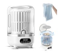 Portable Washing Machine,Machine With Spin Dryer,Rechargeable Small Laundry Washer For Underwear,Baby Clothes Travel,Portable 3L Mini Blue-Light,With LED Display,Waterproof Design(25.5 * 15cm,White)