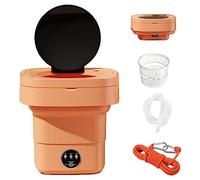 Portable Washing Machine, Mini Foldable Portable Washer with Spin Dryer, for Underwear, Sock, Baby Clothes, Travel, Camping, Dorm, RV, Apartment, Blue Light (Color : Orange)