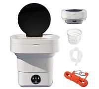 Portable Washing Machine, Mini Foldable Portable Washer with Spin Dryer, for Underwear, Sock, Baby Clothes, Travel, Camping, Dorm, RV, Apartment, Blue Light (Color : Bianco)