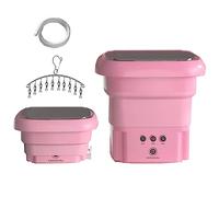 Portable Washing Machine, Mini Foldable Washer and Spin Dryer Small Foldable Bucket Washer for Apartment, Laundry, Camping, RV, Travel, Underwear, Socks, Baby Clothes, Blue Light (Color : Pink)