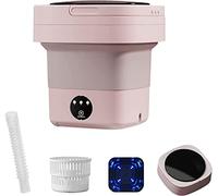 Portable Washing Machine Mini Foldable Washing Machine Blue Ray sterilization Automatic Washer with Spin Dryer For Washing Underwear (Pink)