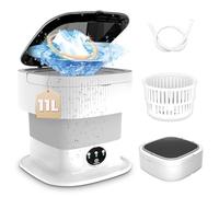 Portable Washing Machine, Mini Washing Machine with 11L Capacity and Spin Dryer, Drainage and Inlet Hose, Blue Light, Suitable for Deep Cleaning of Underwear, Socks, Baby Clothes (Grey)