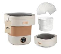 Portable Washing Machine Pink, 16L Upgraded with Spin Basket & 30 Laundry Detergent Sheets, 3 Cleaning Modes for Small Clothes, Foldable Mini Laundry Machine for Home, Apartment, Hotel & Camping