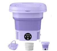 Portable Washing Machine with Drain Basket, 8L Capacity, 1.2kg Load, Strong Cleaning for Underwear and Infants Clothes, 3 Gear Timing
