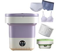 Portable Washing Machine with Spin Dryer, 12L Foldable Mini Washing Machine with 3 Time Modes & Drain Basket, 2-in-1 Compact Mini Washer for Underwear, Travel, Baby Clothes, Camping purple