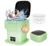 portable washing machine with spin dryer, 13L Mini Washing Machine and Dryer, Camping Washing Machine Cleaning for Baby Clothes, Underwear, Socks, Towel, Apartment, Camping, RV, Gifts, Travel(Green)