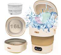 Portable Washing Machine with Spin Dryer, 16L 2Kg Mini Washing Machine and Dryer, Portable Cleaning Underwear, Baby Clothes, Camping Dorm, Travel (khaki)