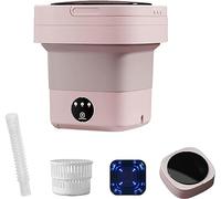 Portable Washing Machines, 6.5L Mini Washing Machine And Dryer,Folding Ultrasonic Underwear Washing Machine With Drain Basket,Mini Underware Washer Blue Ray For Camping RV Travel (Color : Pink)