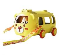 Portable Water Cup in Bus Shape with Strap, Cute Cartoon Flip Top Straw Water Bottle, Fun Car Water Cup for Travel Camping Trips, Water Bottle Drinking Cup (Yellow 500ml)