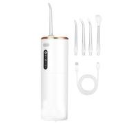 Portable Water Dental Flosser for Teeth Cleaning Pick, 3 Modes Dental Oral Irrigator, 280ml Water Tank for Travel & Waterproof Cleaning Tooth Flosser with 5 Jet Tips, White
