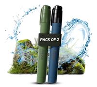 Portable Water Filter Straw Survival, Essential Camping & Hiking Gear, Water Purification Straw for Travel, Biking and Emergency Preparedness(2 Pack,Blue+Green)