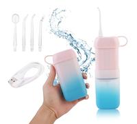 Portable Water Flosser, Water Dental Flosser for Teeth Cleaning,Cordless Oral Irrigator Portable & Rechargeable,IPX7 Waterproof,with 3 Jet Tips Plaque Remover for Teeth & Braces Care Pink